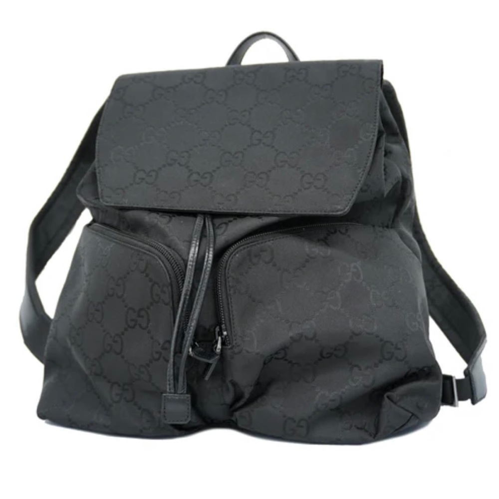 Black Gucci Canvas Monogram Backpack Authentic